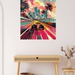 Retro Formula Racing Miami metal wall art print, view 5