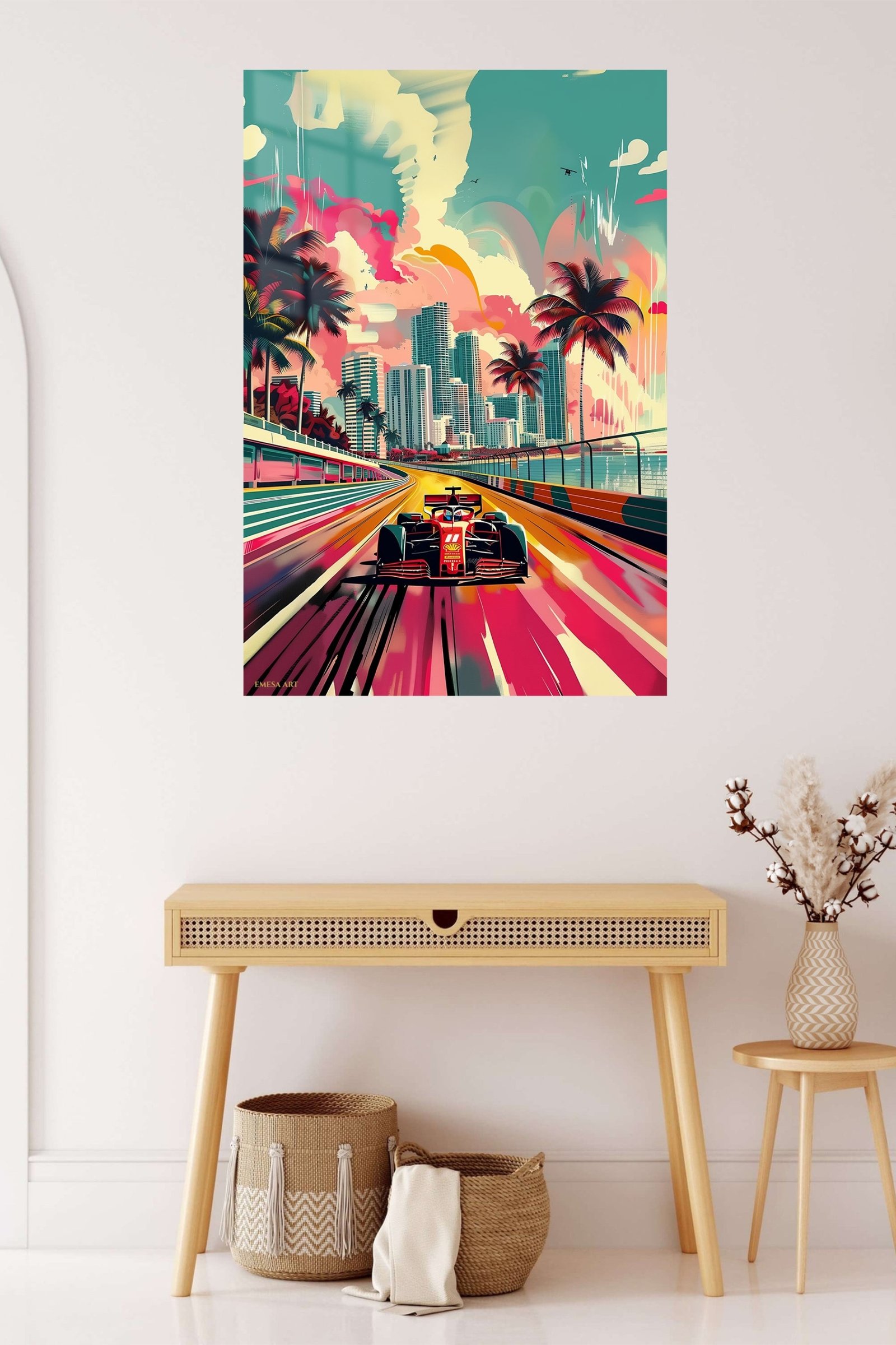 Retro Formula Racing Miami metal wall art print, view 5