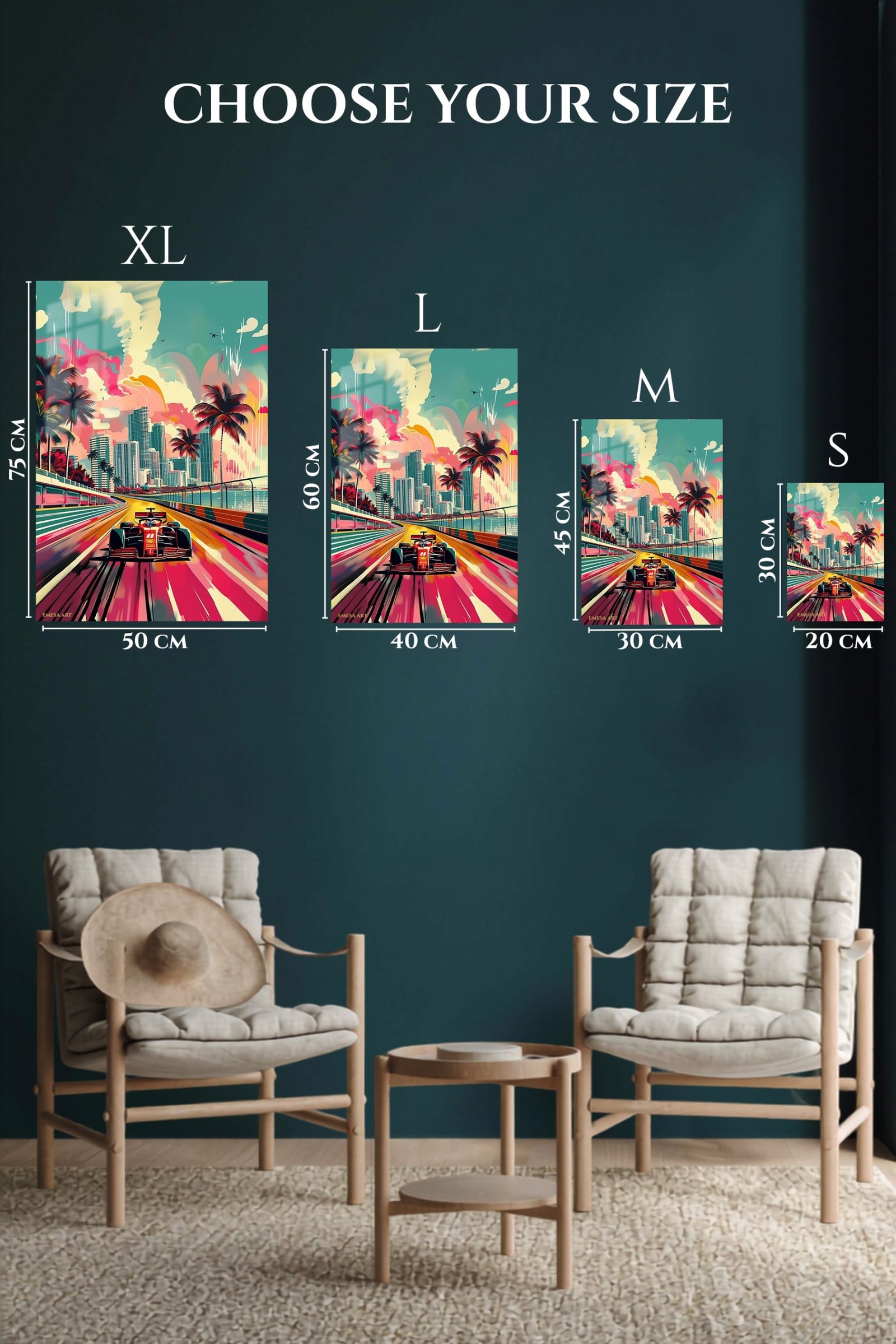 Retro Formula Racing Miami metal wall art print, view 6