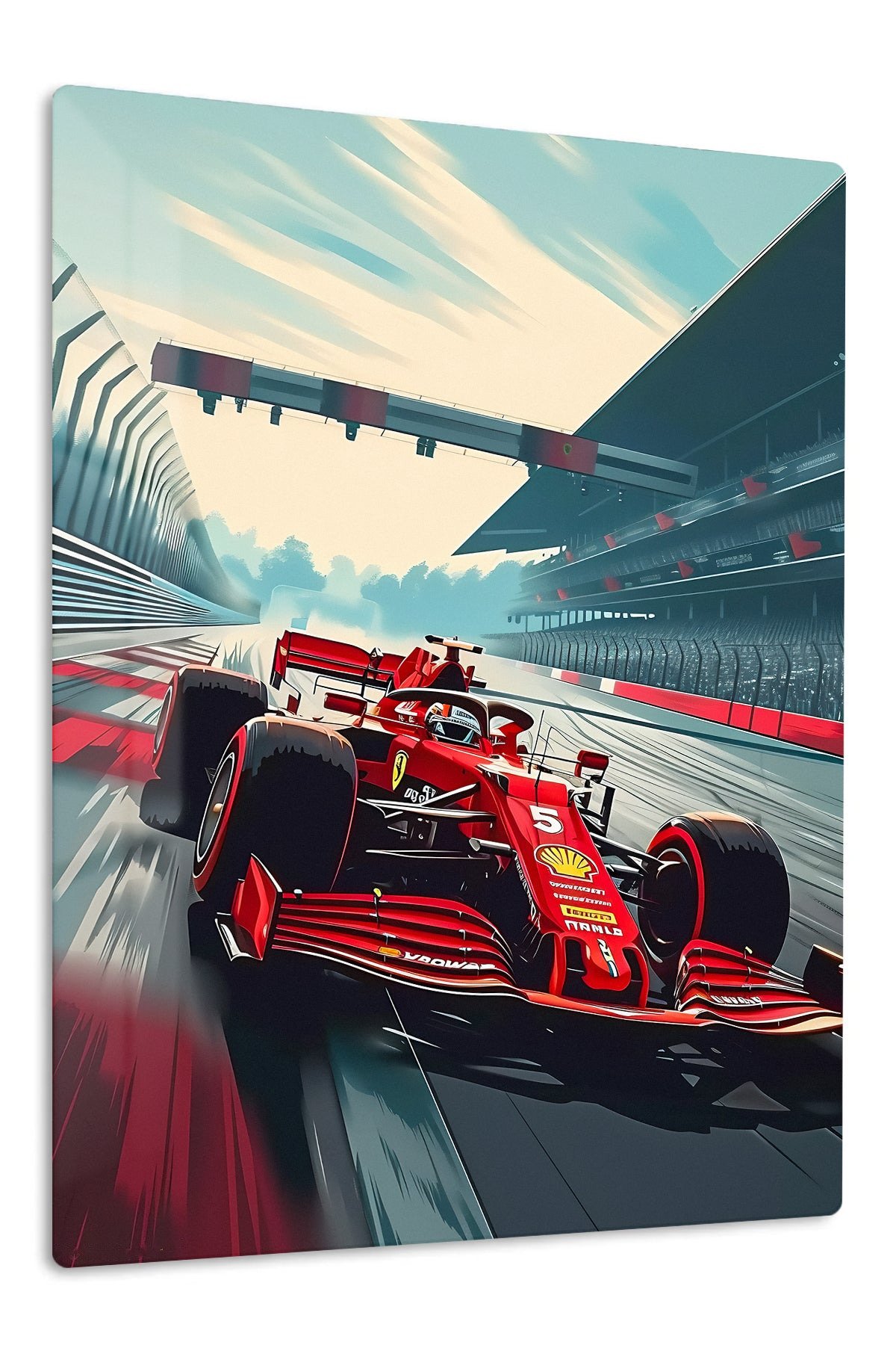 Red Racing Car at the Starting Grid metal wall art print