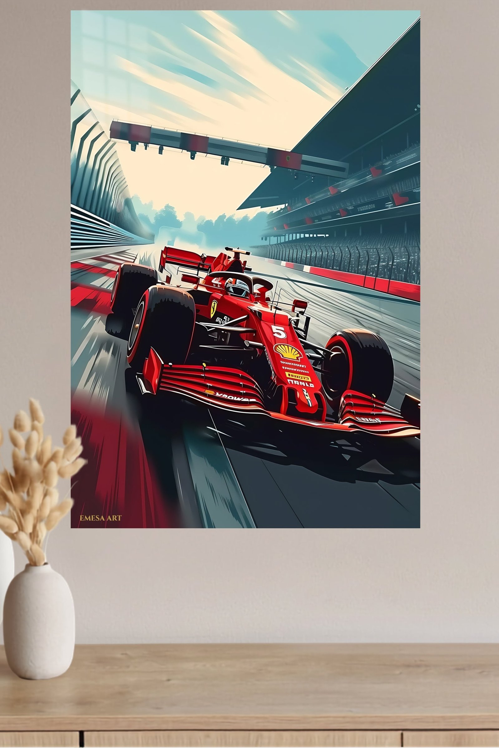 Red Racing Car at the Starting Grid metal wall art print, view 4