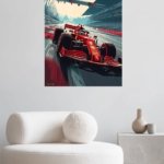Red Racing Car at the Starting Grid metal wall art print, view 5