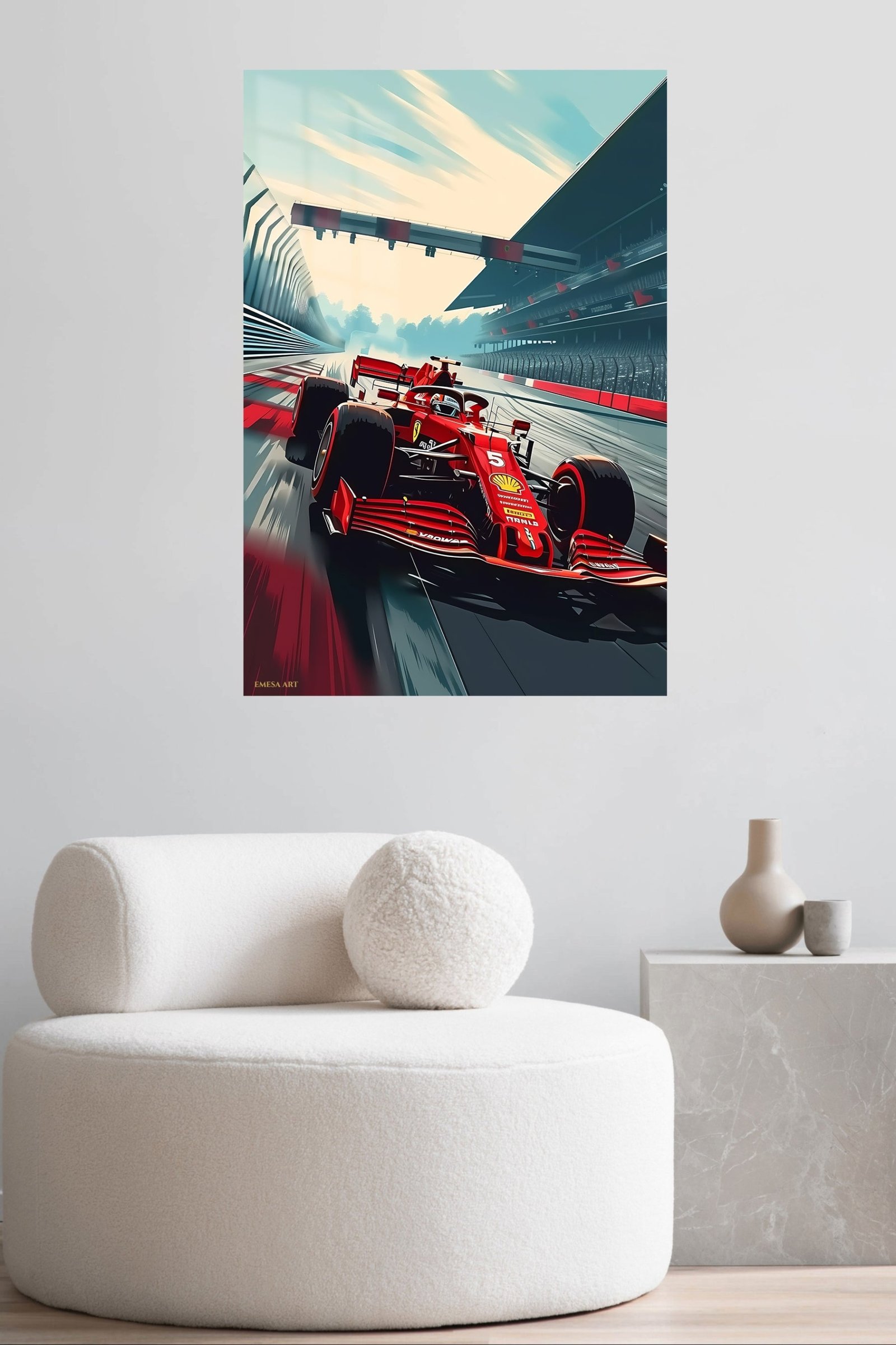 Red Racing Car at the Starting Grid metal wall art print, view 5