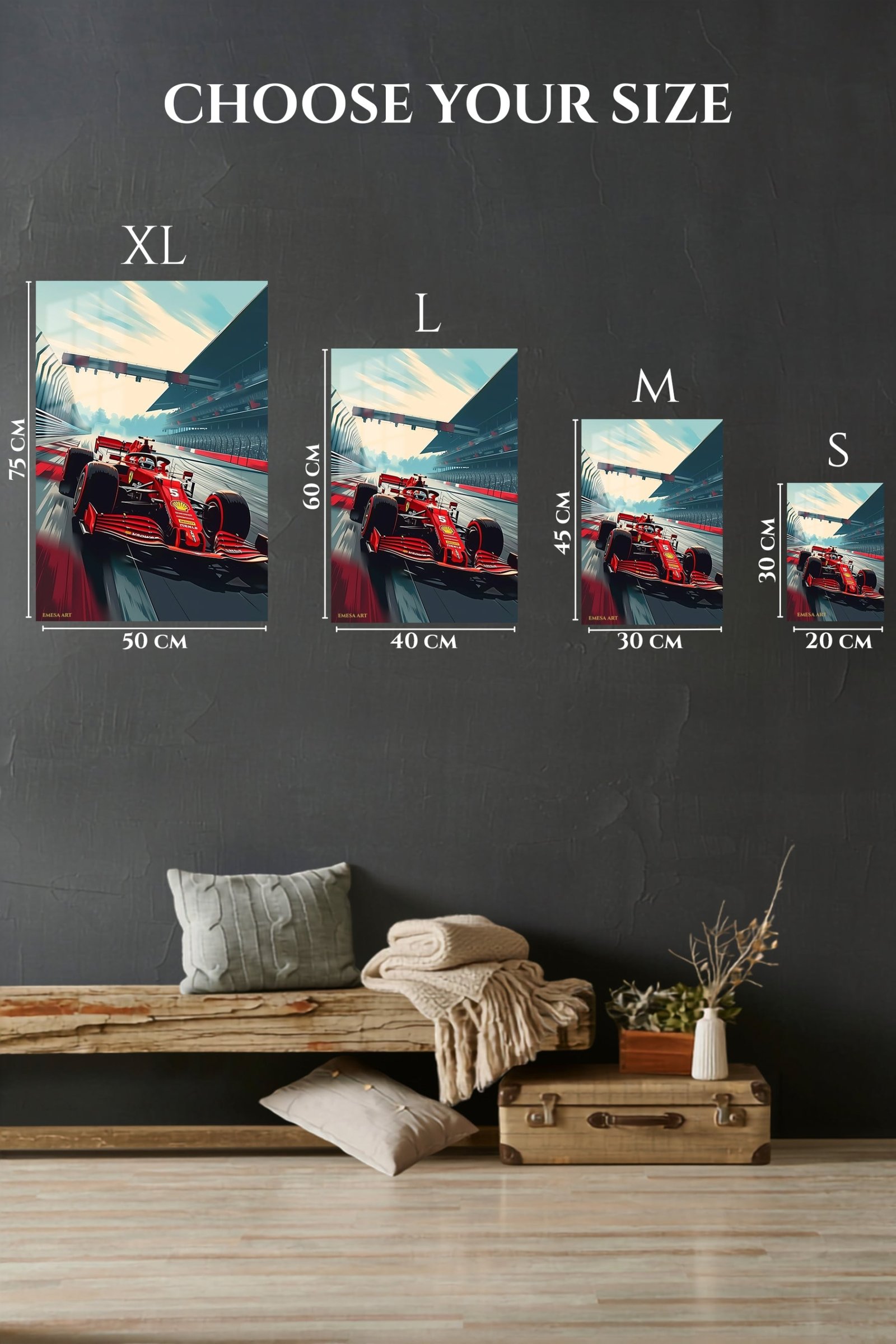 Red Racing Car at the Starting Grid metal wall art print, view 6