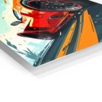 Red Sports Car Rush metal wall art print, view 2