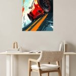 Red Sports Car Rush metal wall art print, view 5