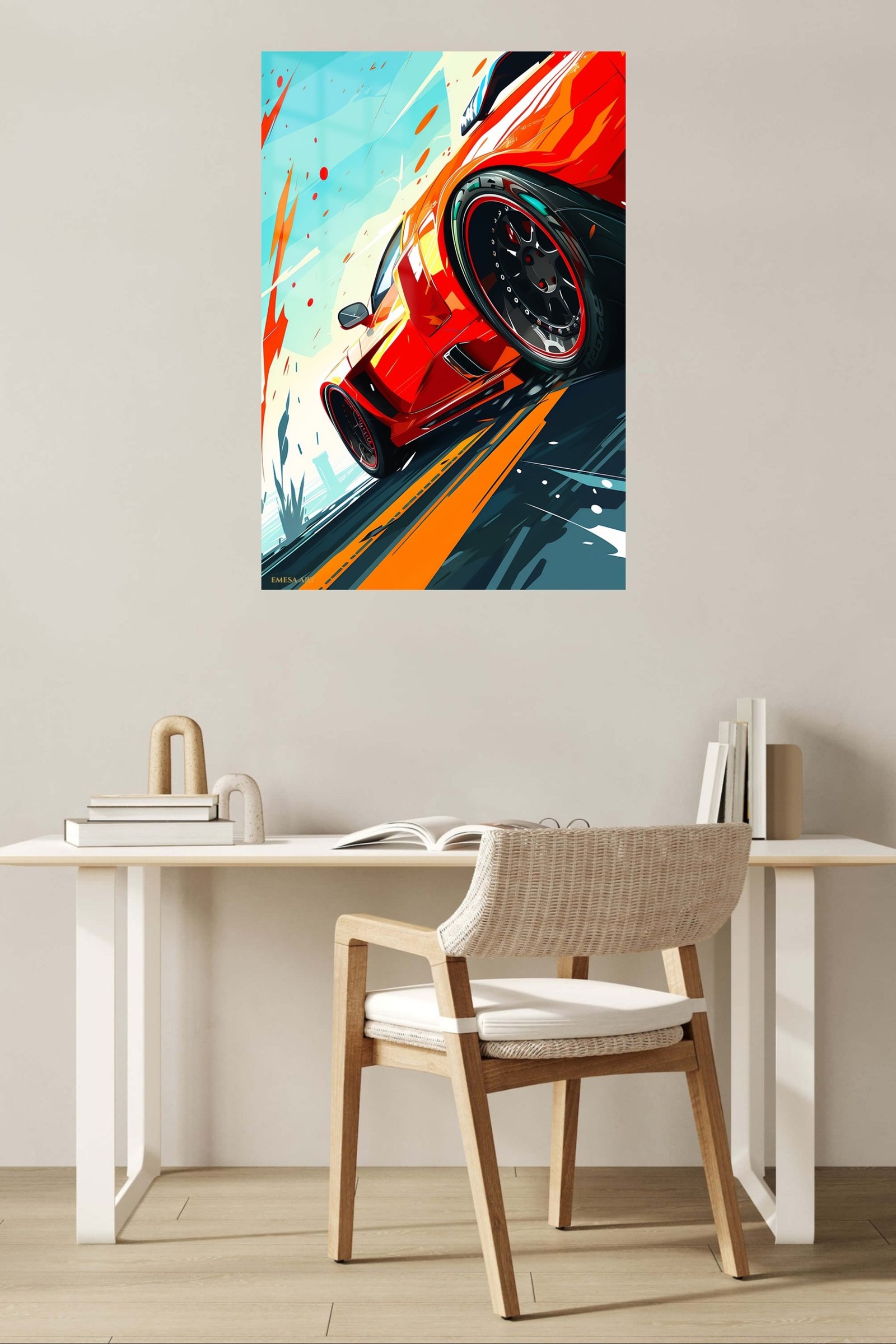 Red Sports Car Rush metal wall art print, view 5