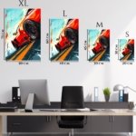 Red Sports Car Rush metal wall art print, view 6