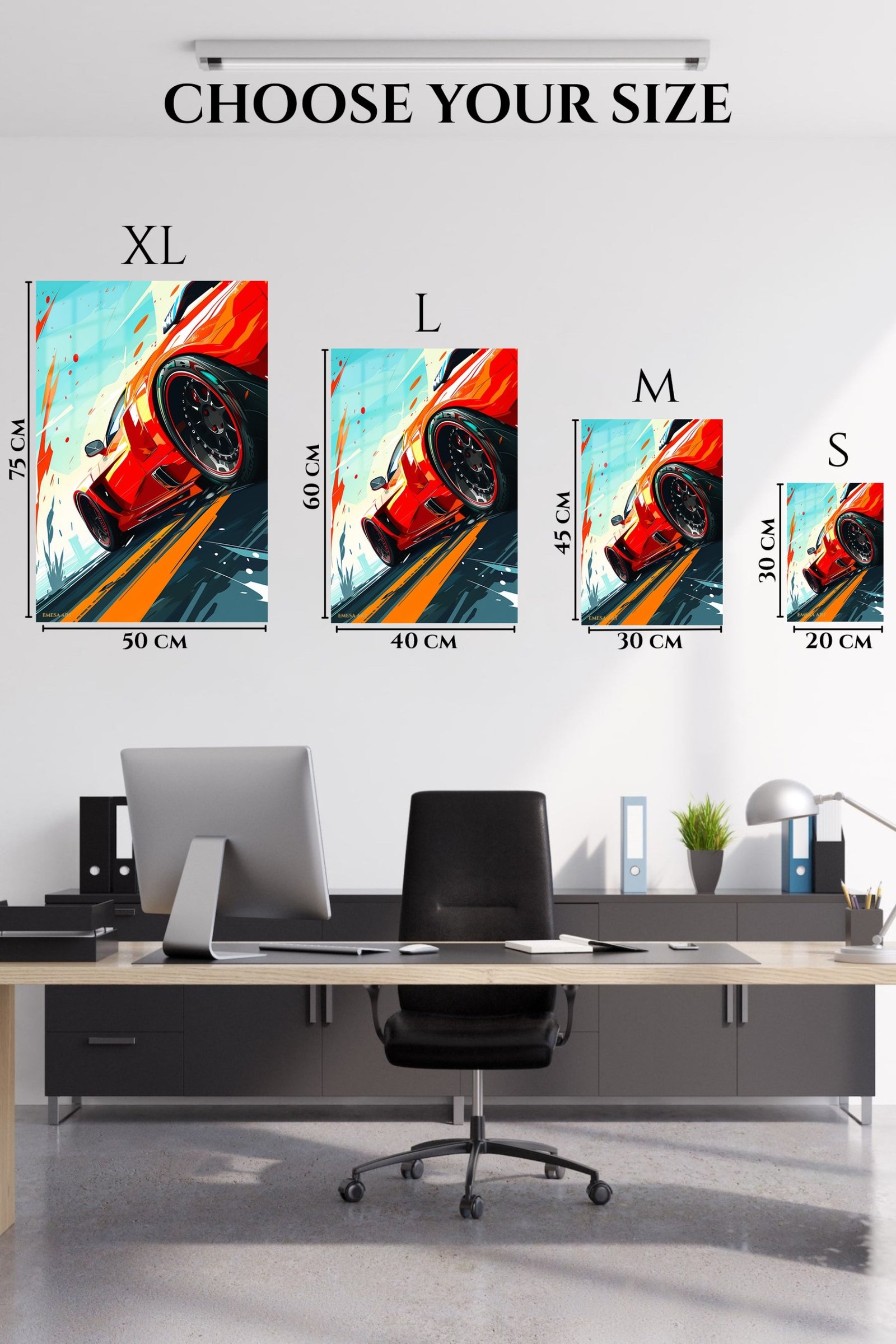 Red Sports Car Rush metal wall art print, view 6