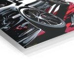 Black Sports Car in Crimson Reflections metal wall art print, view 2