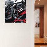Black Sports Car in Crimson Reflections metal wall art print, view 5