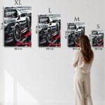 Black Sports Car in Crimson Reflections metal wall art print, view 6