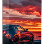 Midnight Sports Coupe at Sunset metal wall art print
