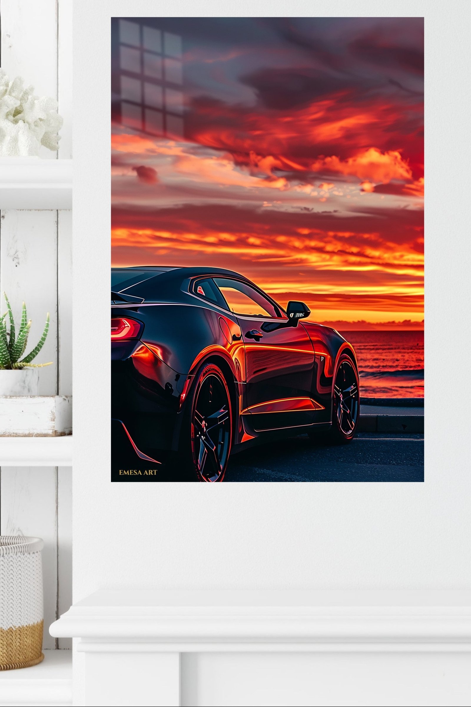 Midnight Sports Coupe at Sunset metal wall art print, view 4