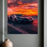Midnight Supercar at Fiery Sunset metal wall art print, view 4