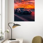 Midnight Supercar at Fiery Sunset metal wall art print, view 5