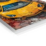 Yellow Supercar Paint Burst metal wall art print, view 2