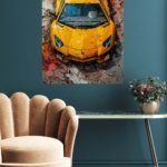 Yellow Supercar Paint Burst metal wall art print, view 5