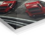 Red Sports Cars in a Rainy Garage metal wall art print, view 2