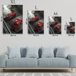 Red Sports Cars in a Rainy Garage metal wall art print, view 6