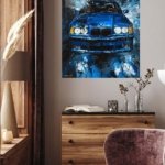 Blue Sedan in Abstract City metal wall art print, view 5
