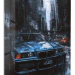 Midnight City Sports Sedan metal wall art print