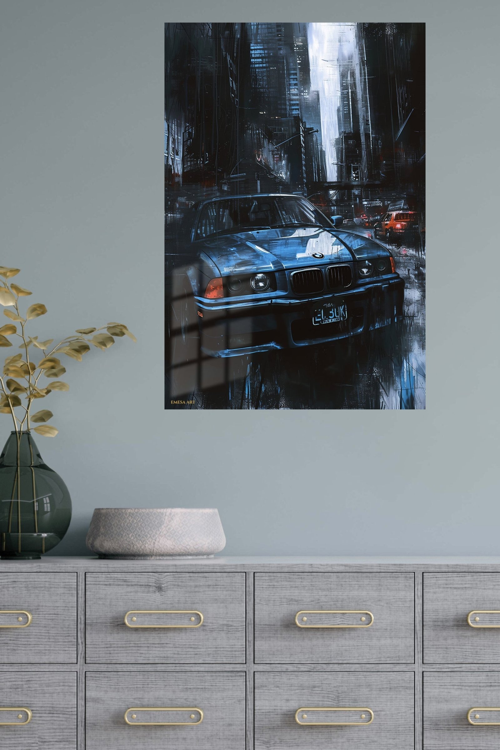 Midnight City Sports Sedan metal wall art print, view 4