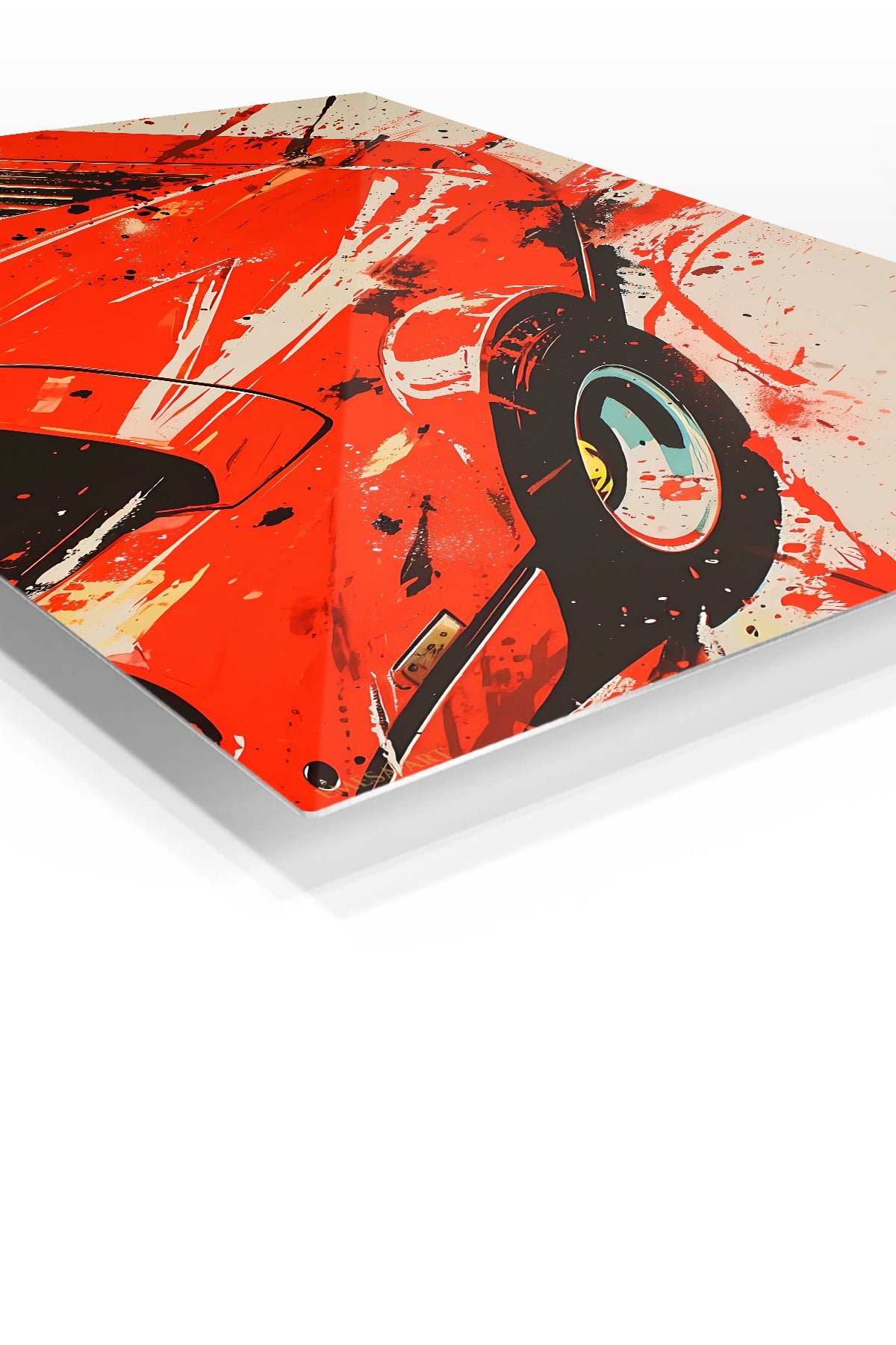Red Sports Car Splash metal wall art print, view 2