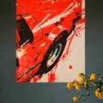 Red Sports Car Splash metal wall art print, view 4