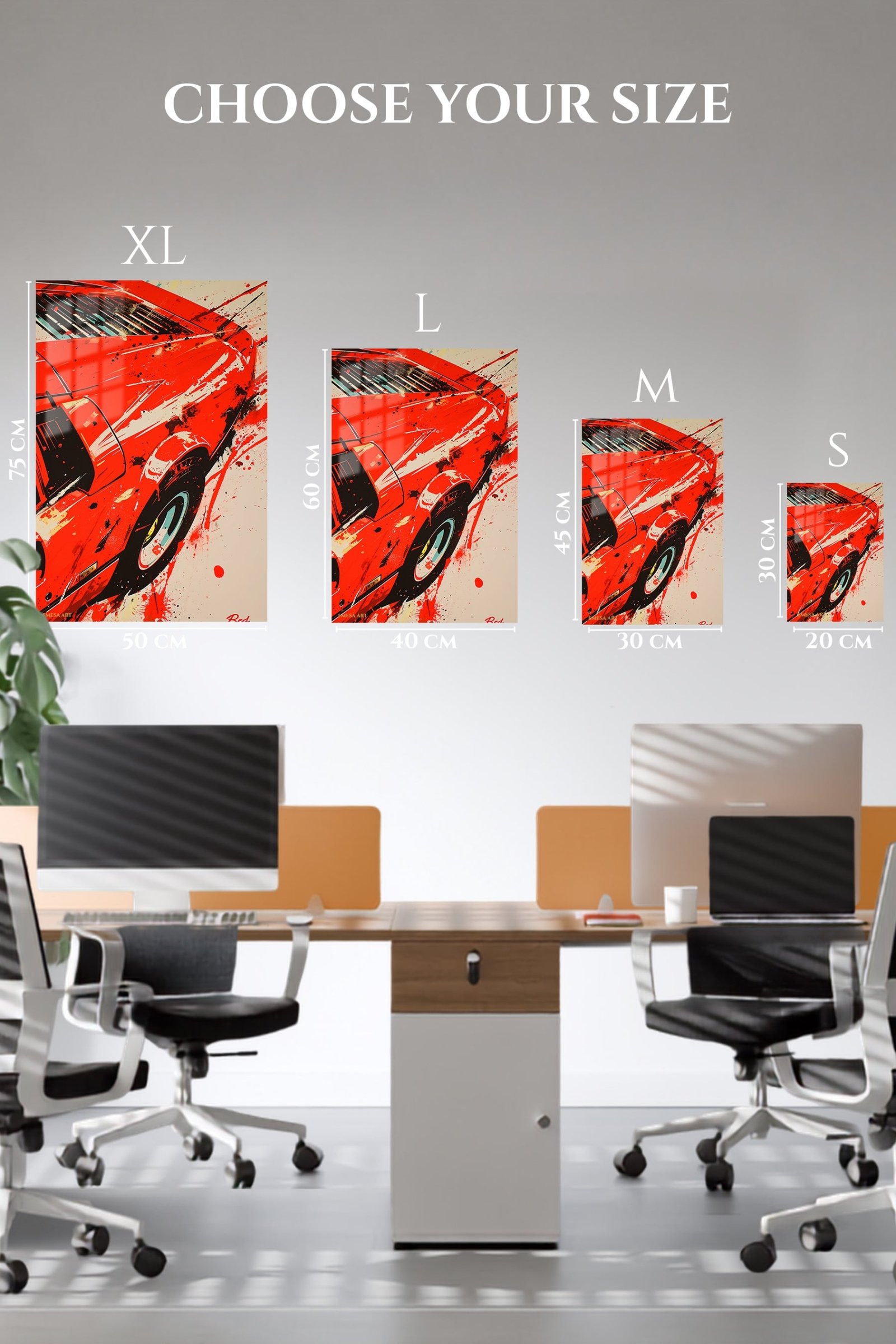 Red Sports Car Splash metal wall art print, view 6