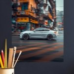 Silver Coupe Through the City metal wall art print, view 4