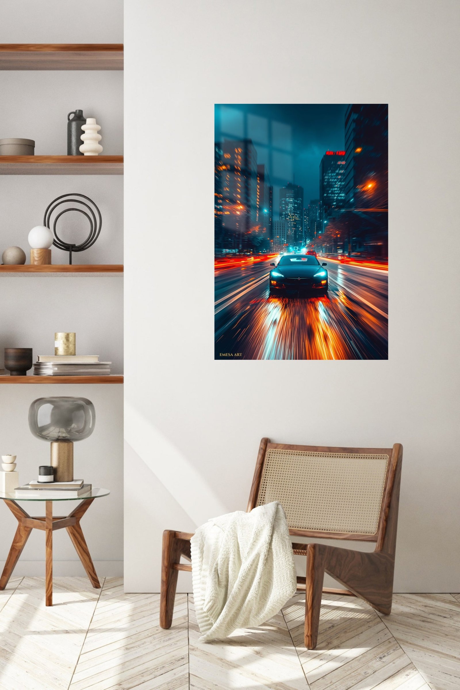 Neon City Sports Car Rush metal wall art print, view 5