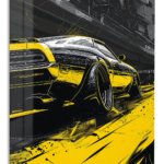 Yellow Street Racer metal wall art print