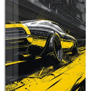 Yellow Street Racer metal wall art print