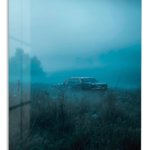 Vintage Car in Blue Mist metal wall art print