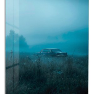 Vintage Car in Blue Mist metal wall art print