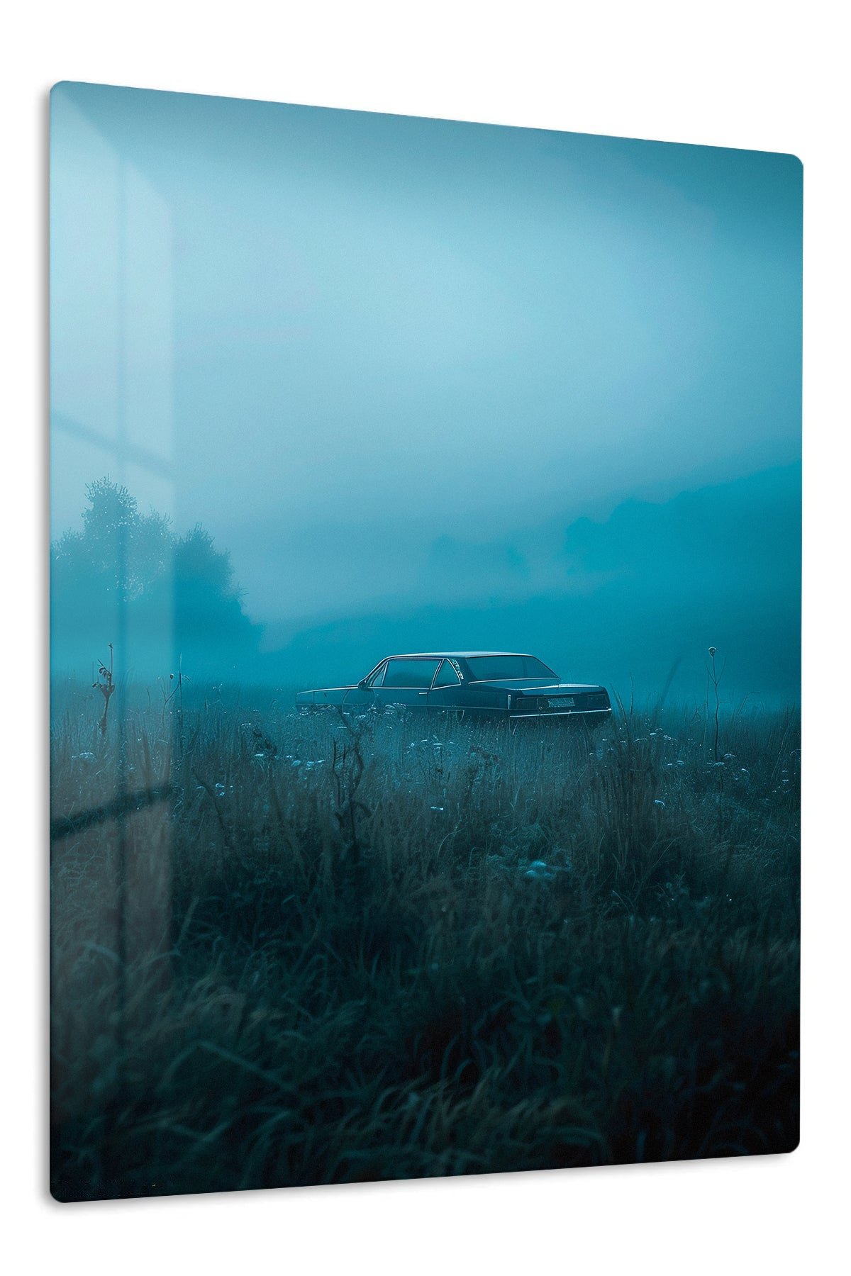 Vintage Car in Blue Mist metal wall art print