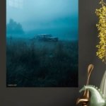 Vintage Car in Blue Mist metal wall art print, view 4