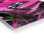 Electric Pink Sports Car metal wall art print, view 2