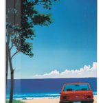 Red Car by the Blue Shore metal wall art print