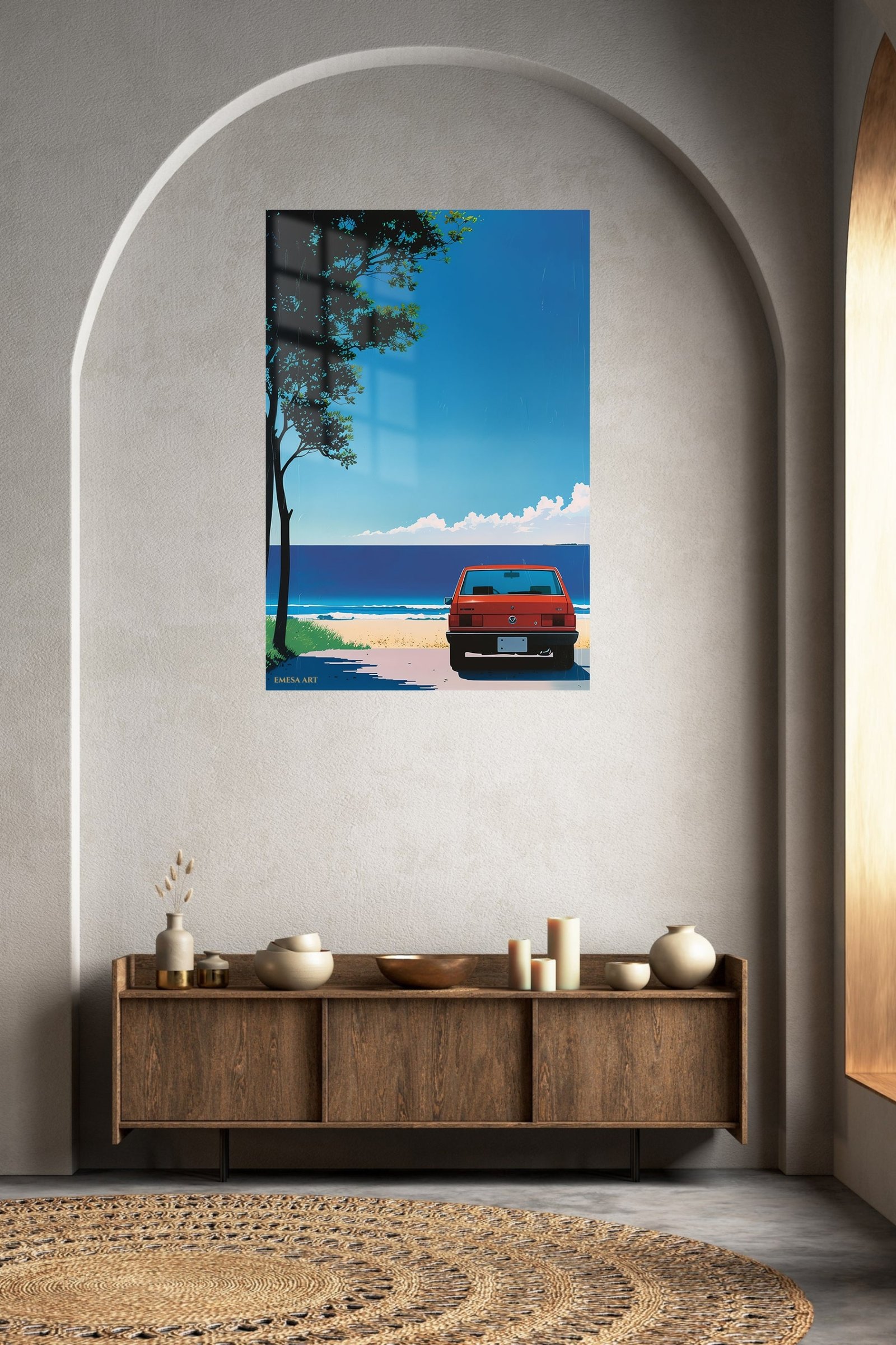 Red Car by the Blue Shore metal wall art print, view 5