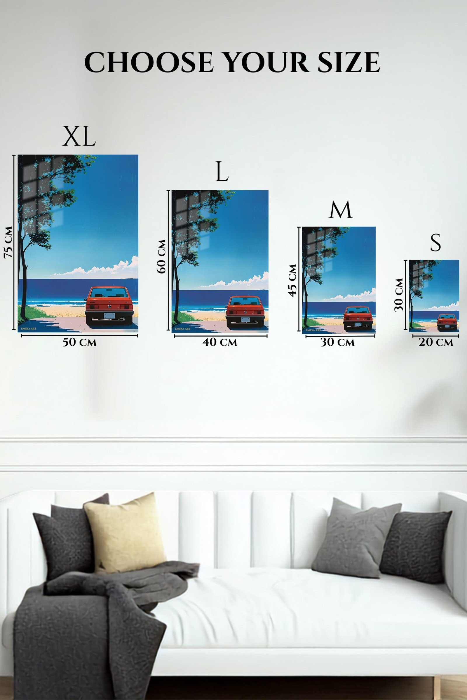 Red Car by the Blue Shore metal wall art print, view 6