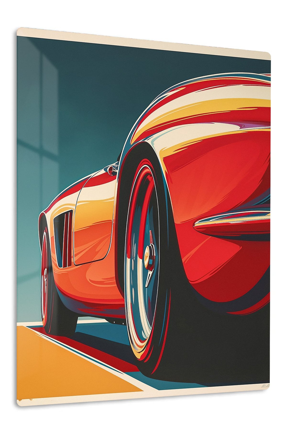 Red Sports Car Detail metal wall art print