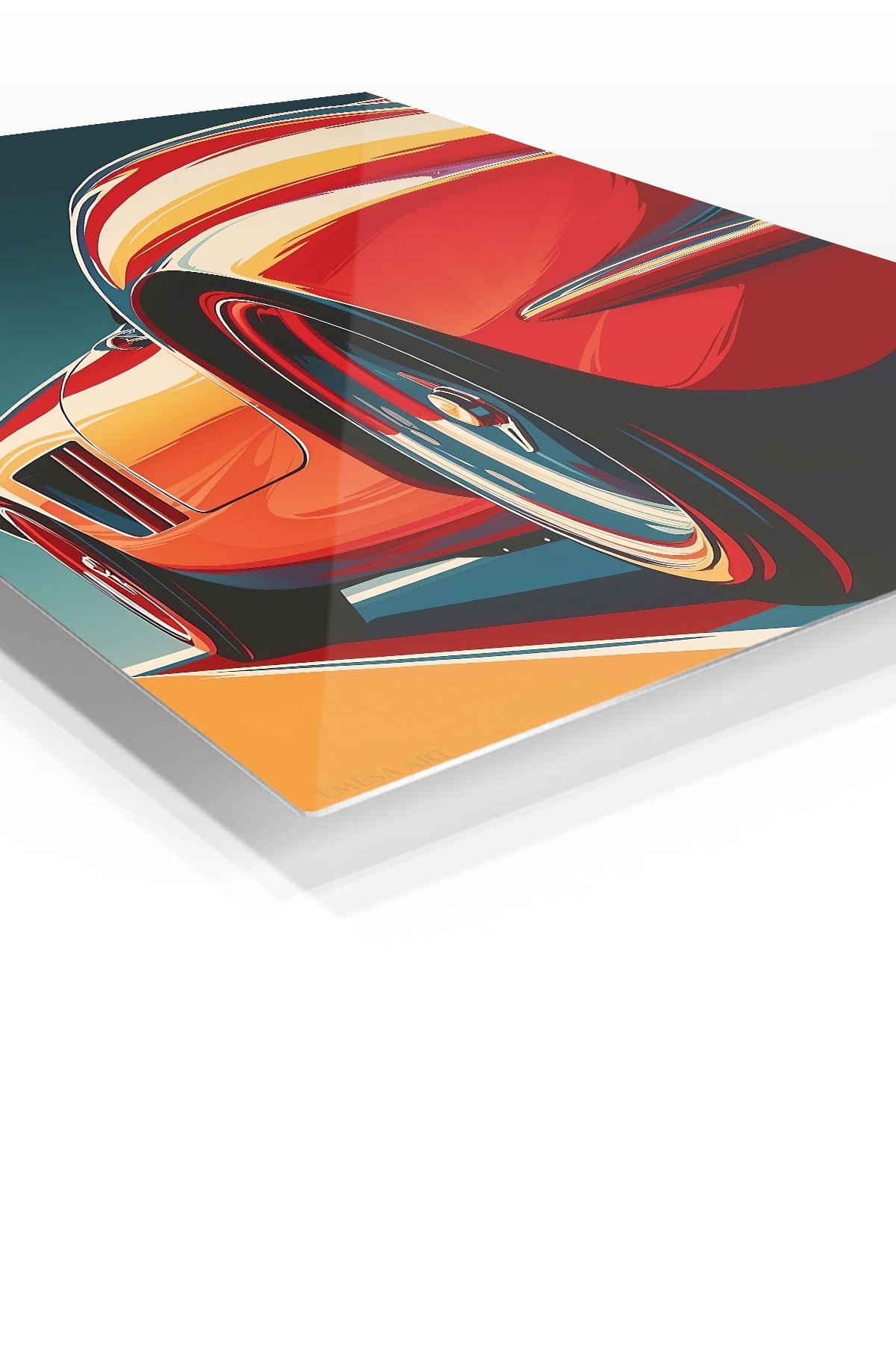 Red Sports Car Detail metal wall art print, view 2