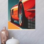 Red Sports Car Detail metal wall art print, view 4