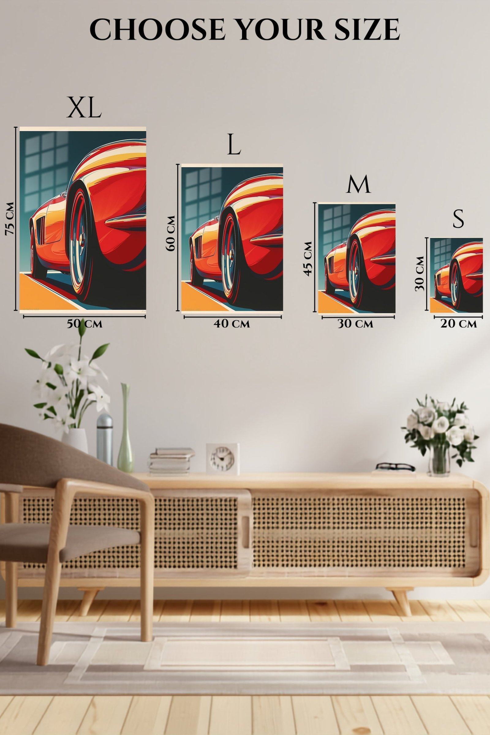 Red Sports Car Detail metal wall art print, view 6