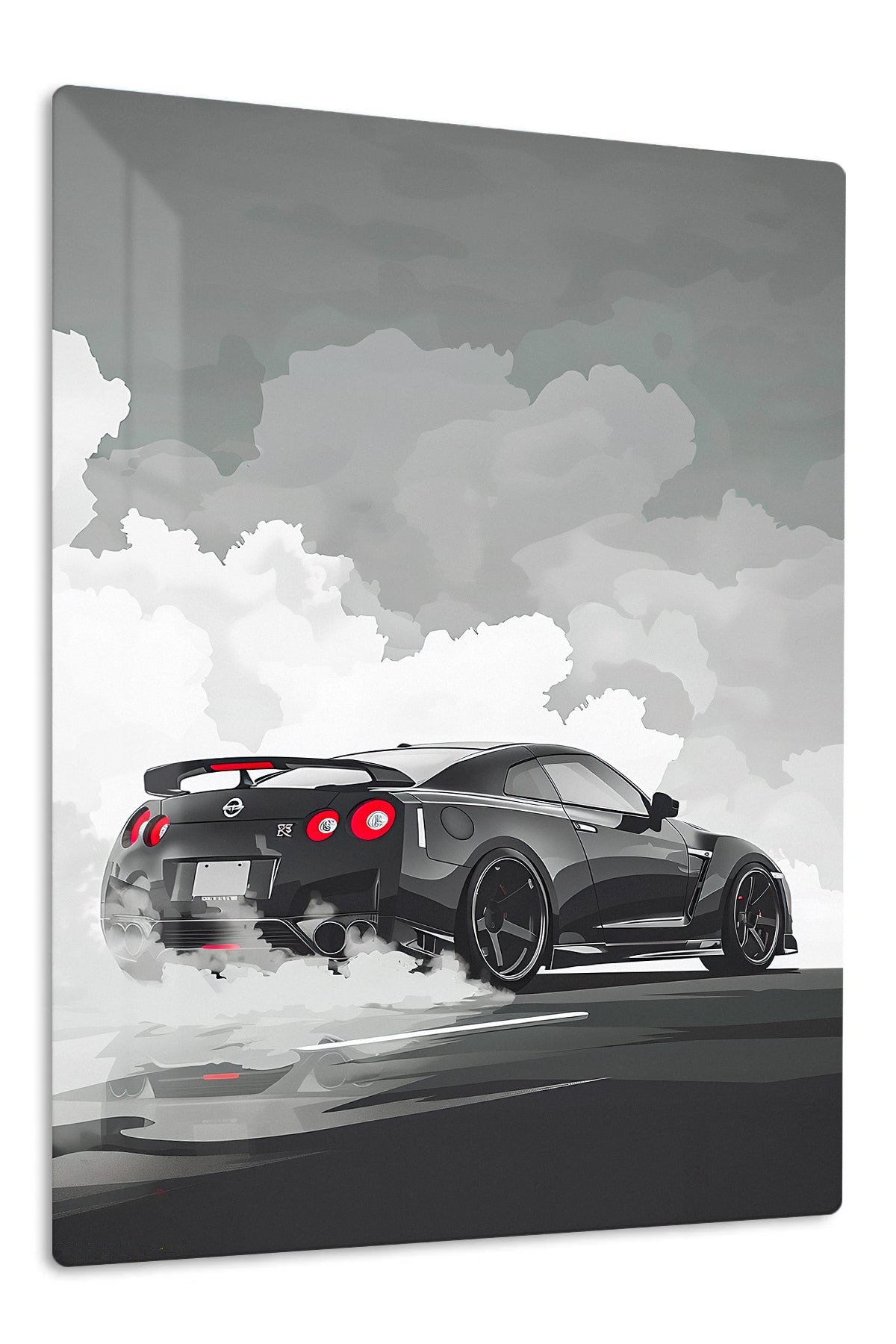 Black Performance Coupe in Smoke metal wall art print