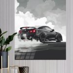 Black Performance Coupe in Smoke metal wall art print, view 4