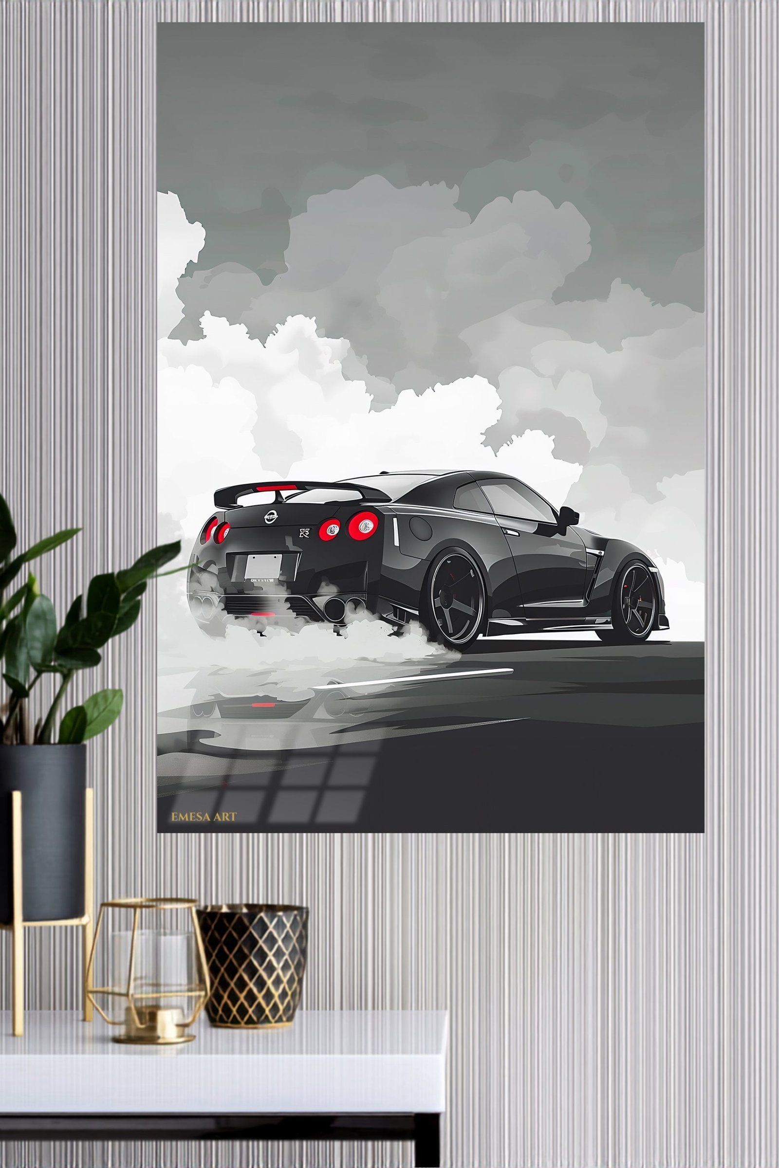 Black Performance Coupe in Smoke metal wall art print, view 4