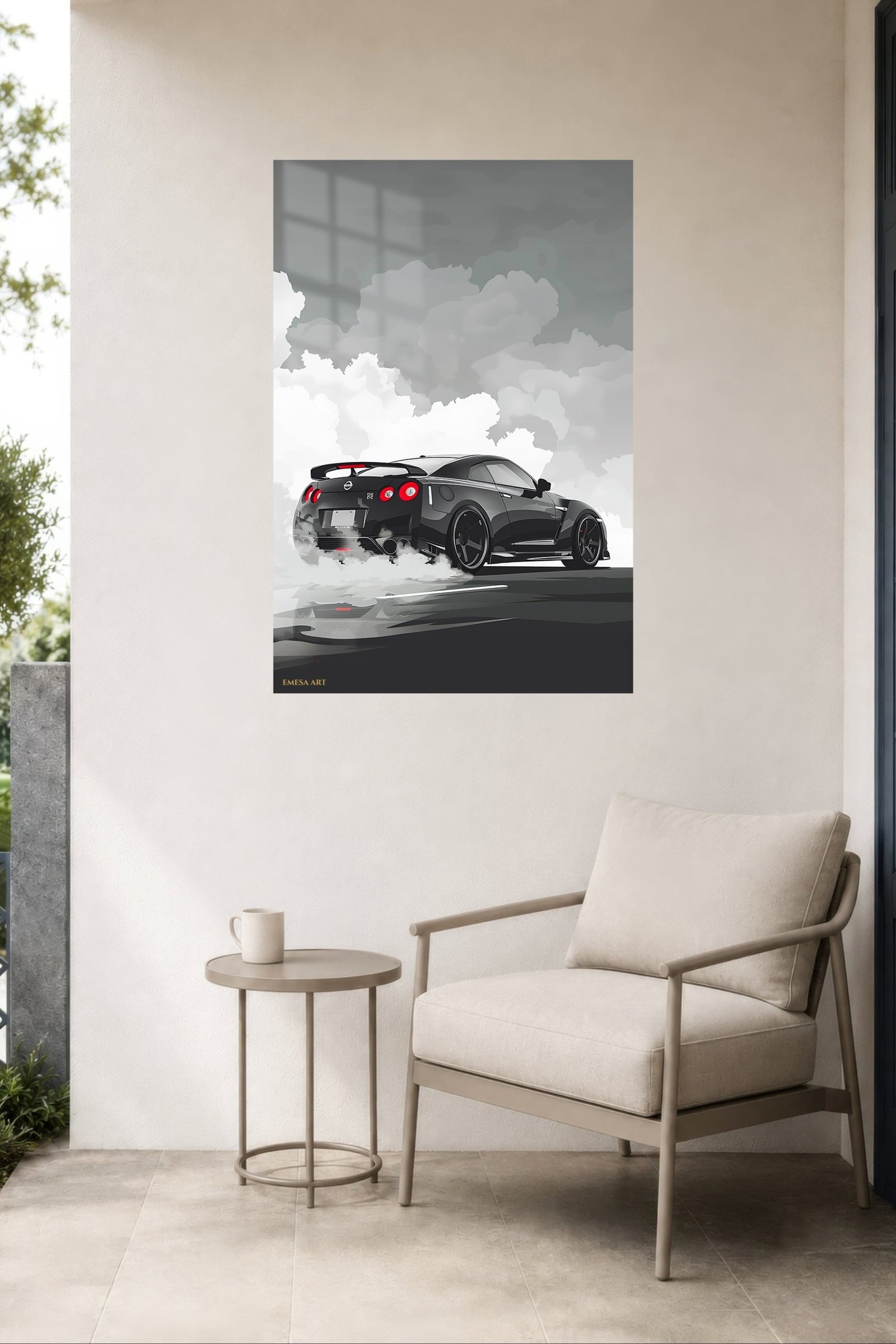 Black Performance Coupe in Smoke metal wall art print, view 5